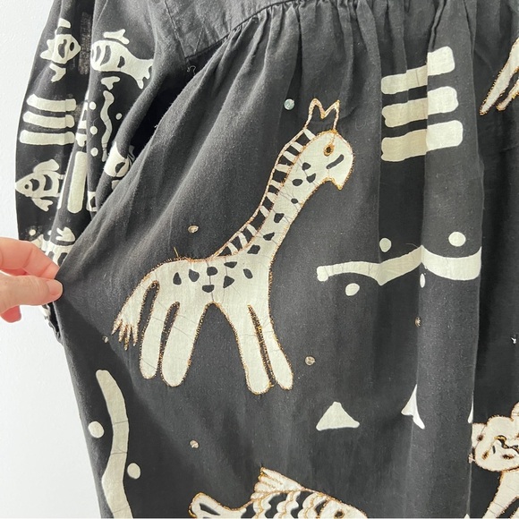 VINTAGE Ramona Rull Womens Black White & Gold Animal Dress size AV - Picture 6 of 14